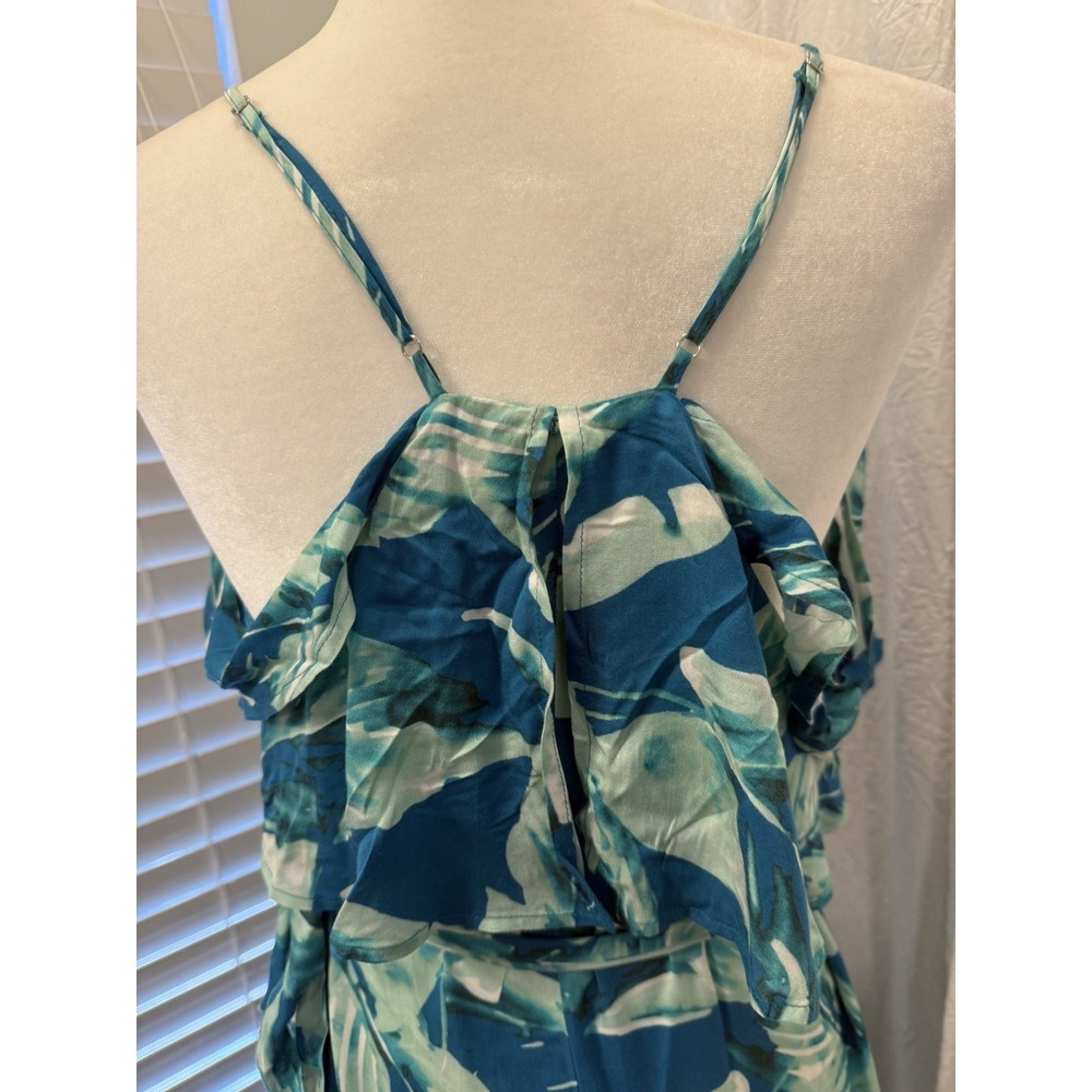 Gianni Bini Tropical Midi Wrap Dress Women Size Medium Aqua Summer Beach Cruise - Picture 7 of 16